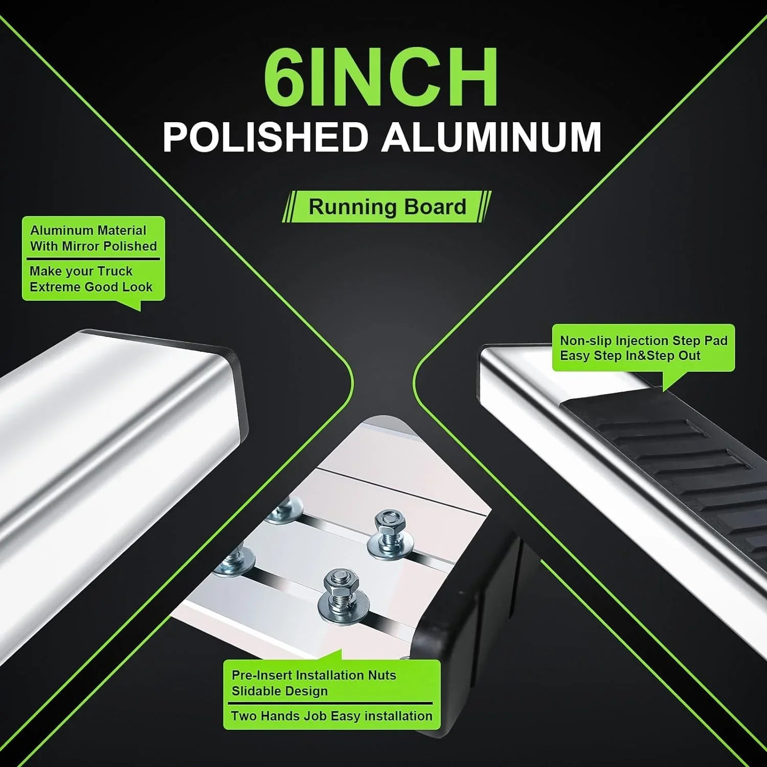 Polished Silverado/Gmc Aluminum Chrome Side 1500 Chevy 2019-2024 2020-2024 ONINE Fit & Silverado/Sierra Sierra Cab Custom bar Boards Nerf Crew Running 2500/3500 Step 6"