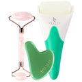 and - Gift Gua Rose Quartz Jade Earth Sha Roller, Roller Beauty by Ice Set 3-Tool