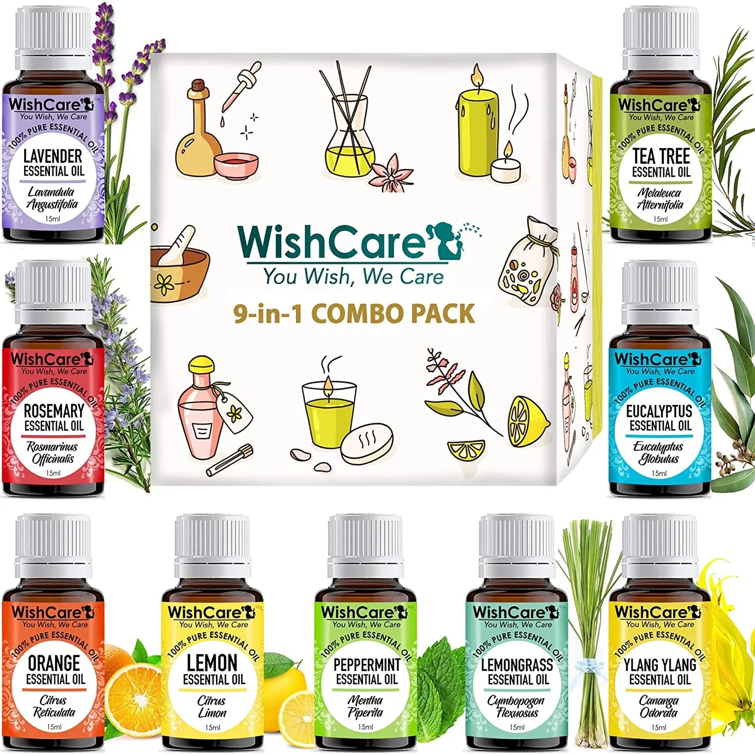 '- Acne For Tea Essential Undiluted 15 and WishCare Skin, - Natural 100% ML Oil & Tree Care Pure, Hair