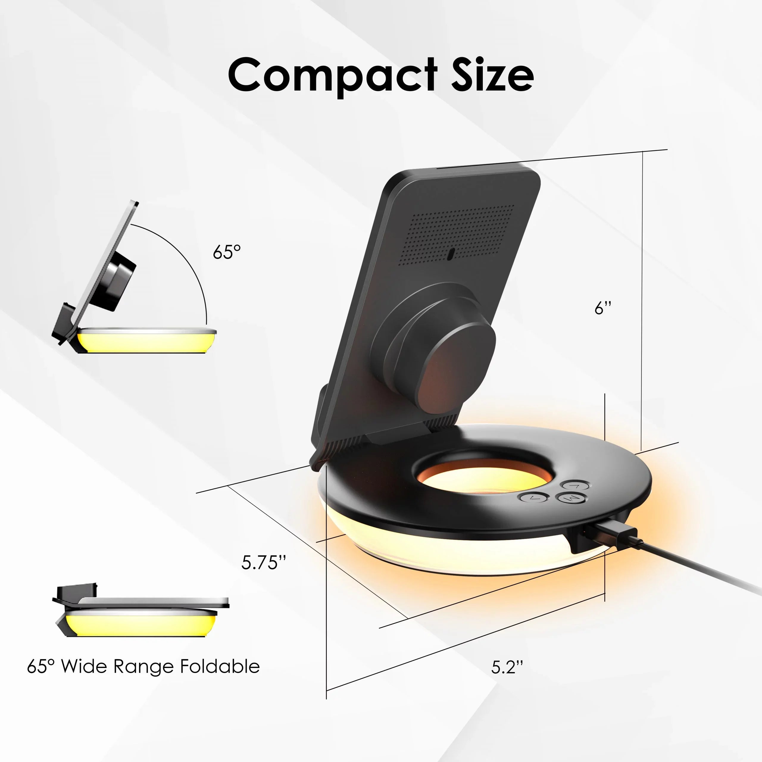 Control, RS7 Black - Wireless Charging Lamps Table-Desk Rexing 3-in-1 Station, Touch