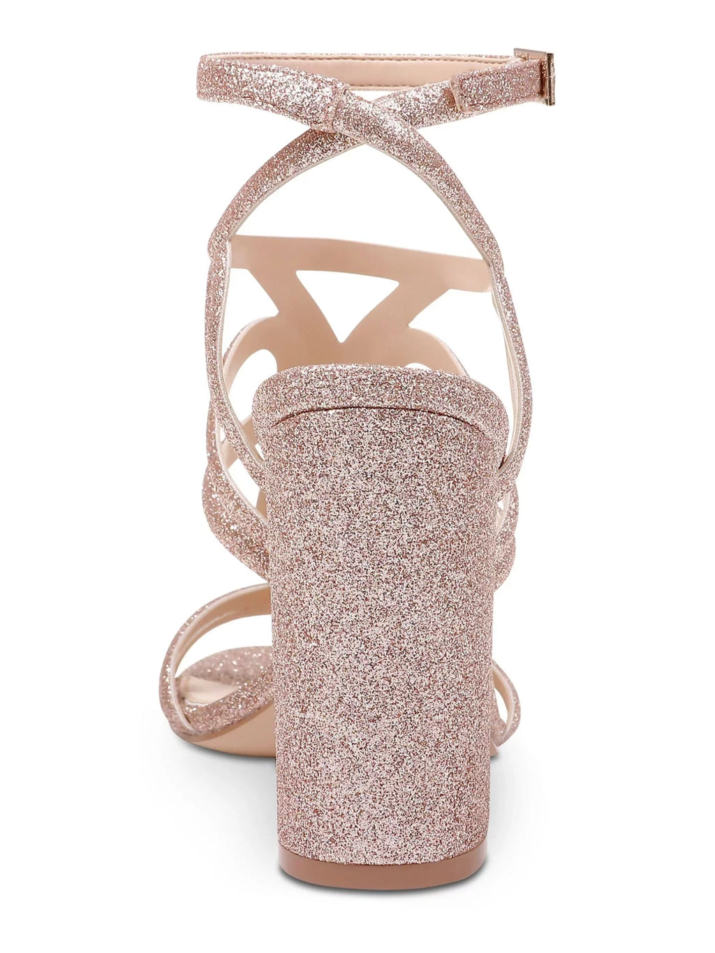 Padded Flare Shari Buckle Sandal MISCHKA Caged JEWEL Pink Womens 6 BADGLEY Slingback Strap Ankle Glitter Round Toe