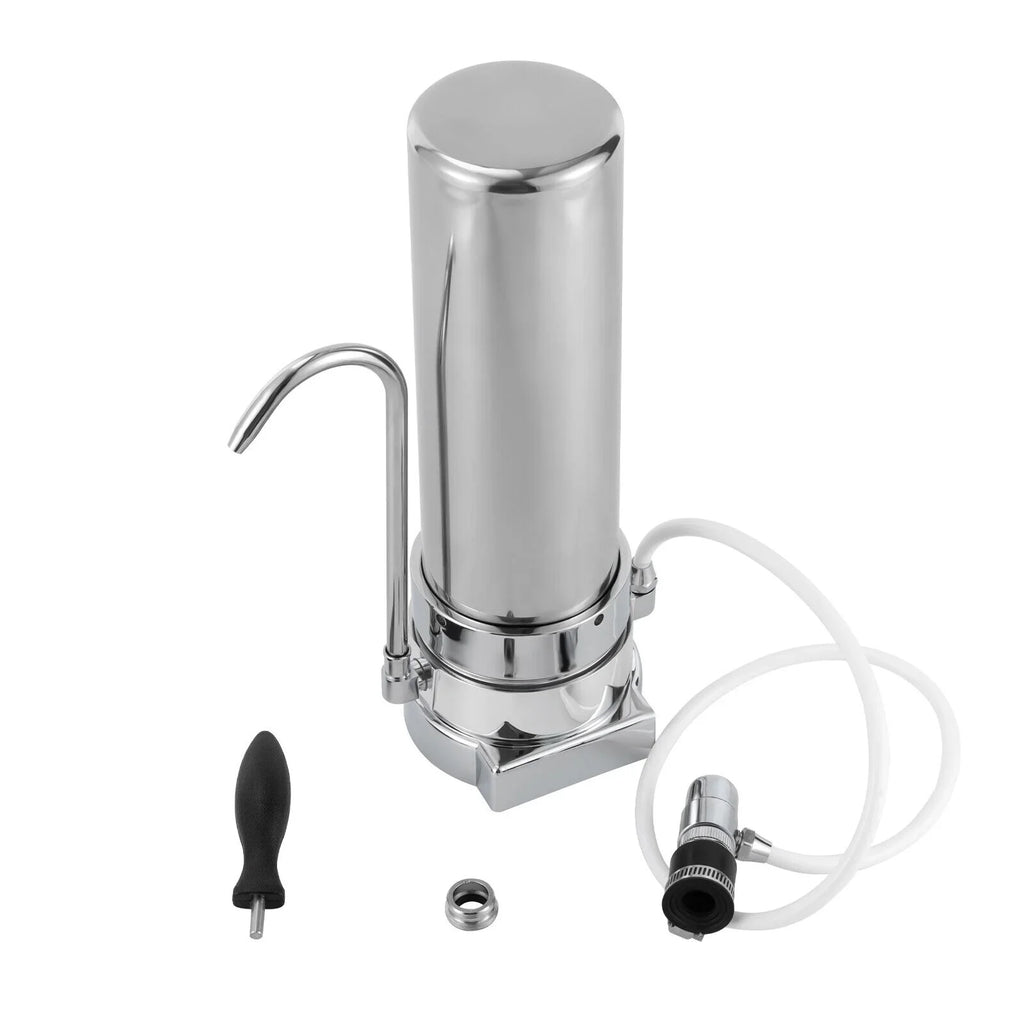 Filter Water Drinking Tap Filtration Countertop System Stainless Sink Filter Silver