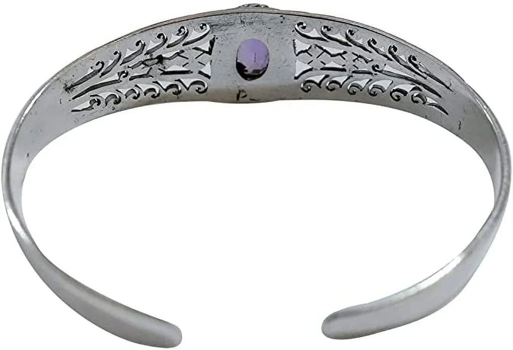 Men Fashion Adjustable Gifts Bracelets, Purple Bracelet for Jewelry 925 Designer Amethyst Genuine Gemstone for Cuff Silver Handmade Women, Sterling Genuine