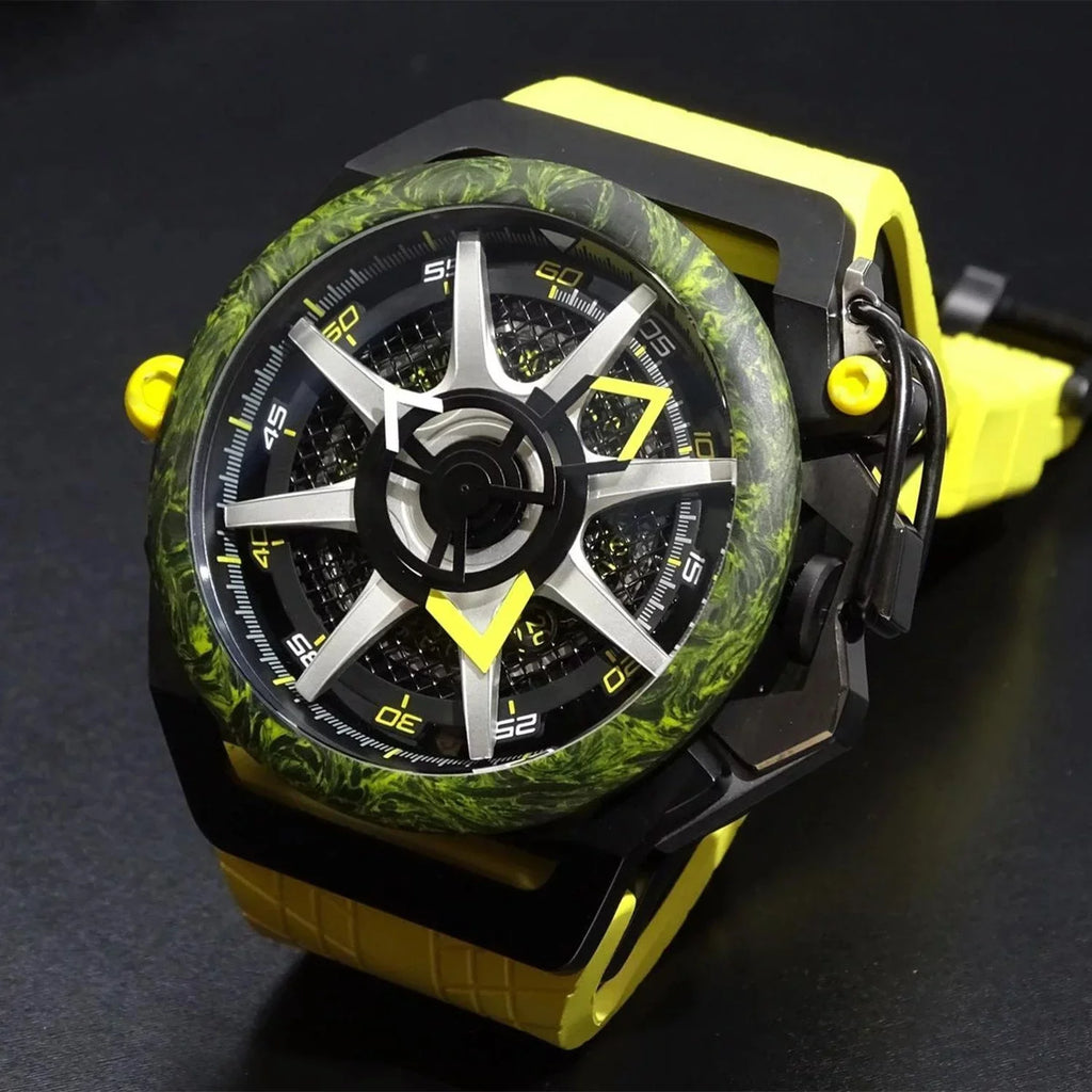 for - Rim Watch Black Men Twin Dial Reversible Automatic Adult Monza Chronograph Mazzucato