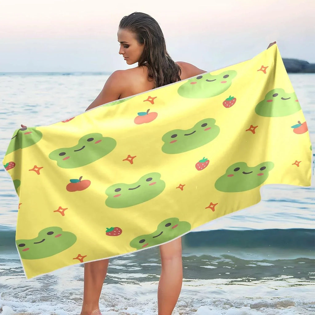 Dry Towel Towels - Compact Cute Oversized Beach for Quick Absorbent Bestwell Super Camping Frog - Lightweight Travel Cartoon Swimming Holiday（194） Towel