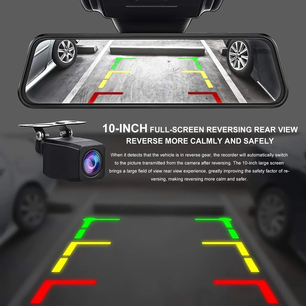 Backup Full and 10" 5.5 Camera,G-Sensor, Front Screen Touch Rear Monitor, View Cam,Kepeak Mirror 1080P Meters Wide Angle,with Parking Cable Dash FHD 170°