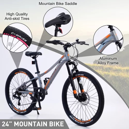 inch for Boys Bike inch Frame,10 Frame and shimano 7-Speed 24 fork,Aluminum bike,Suspension alloy Mountain Girls Mountain