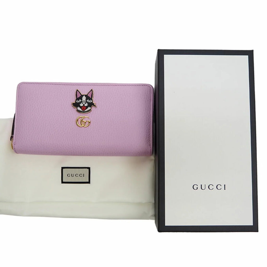 Round Light Marmont Pink GUCCI Boston GG Dog (Like Wallet Bosco Gucci New) Purse Pre-Owned Around 499337 Terrier Zip