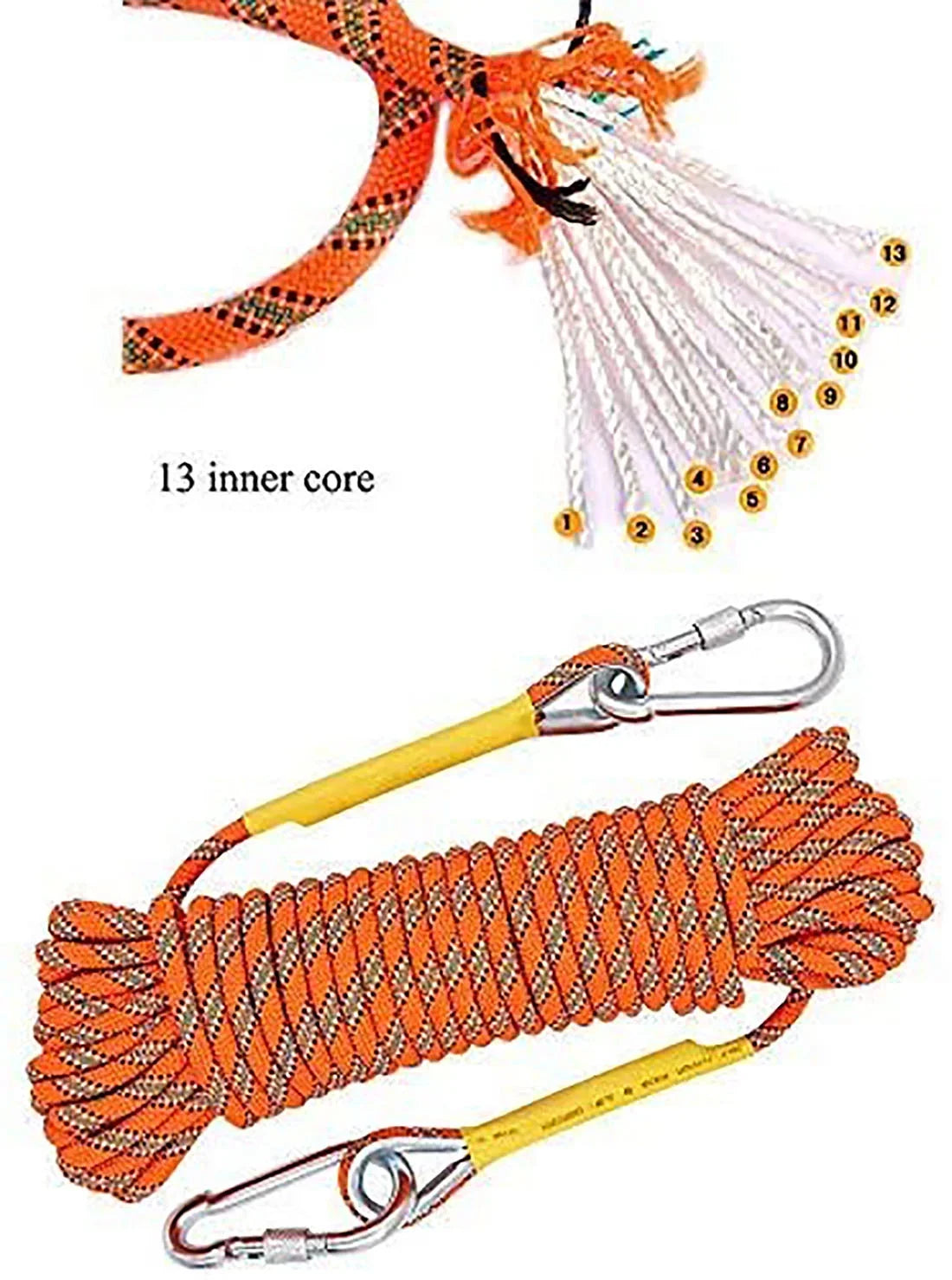 Parachute X Ice Outdoor Rope Climbing 50M(160ft) Static Climbing Rescue Rope XBEN Rope Escape Rock Climbing for Equipment Fire