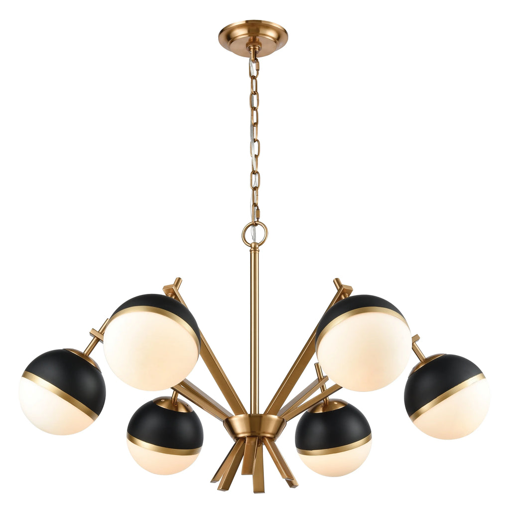 Modern, Blind 32-Inch Tiger Wide Aged Elk Brass Chandelier, Home