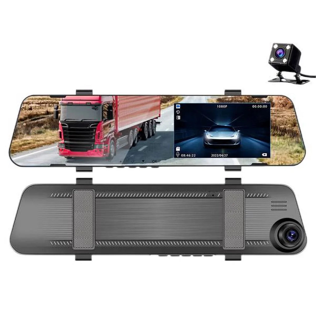 HD Cam Dual Rear Video 1080P DVR Dash Recorder Fithood Mirror Front Rearview Car Camera