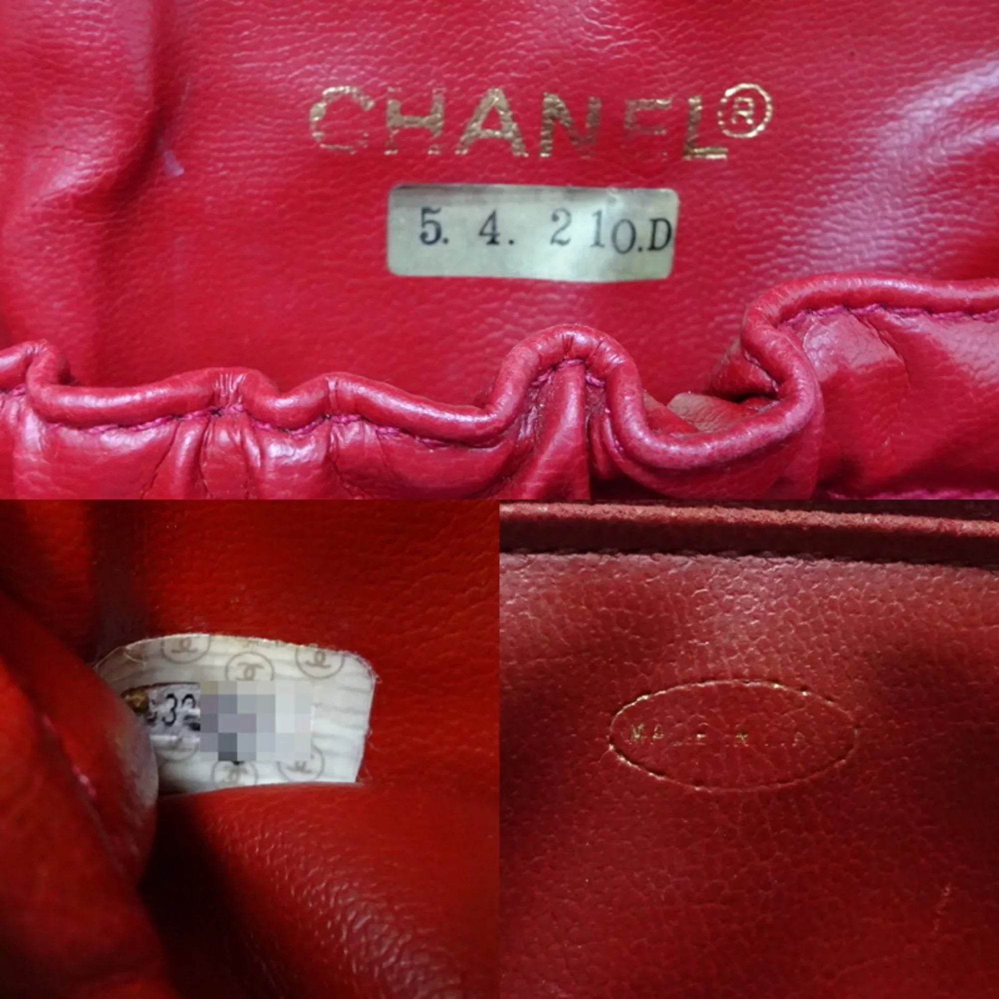 Bag Pre-Owned (Good) Skin Caviar Vanity Red Handbag Chanel Ladies