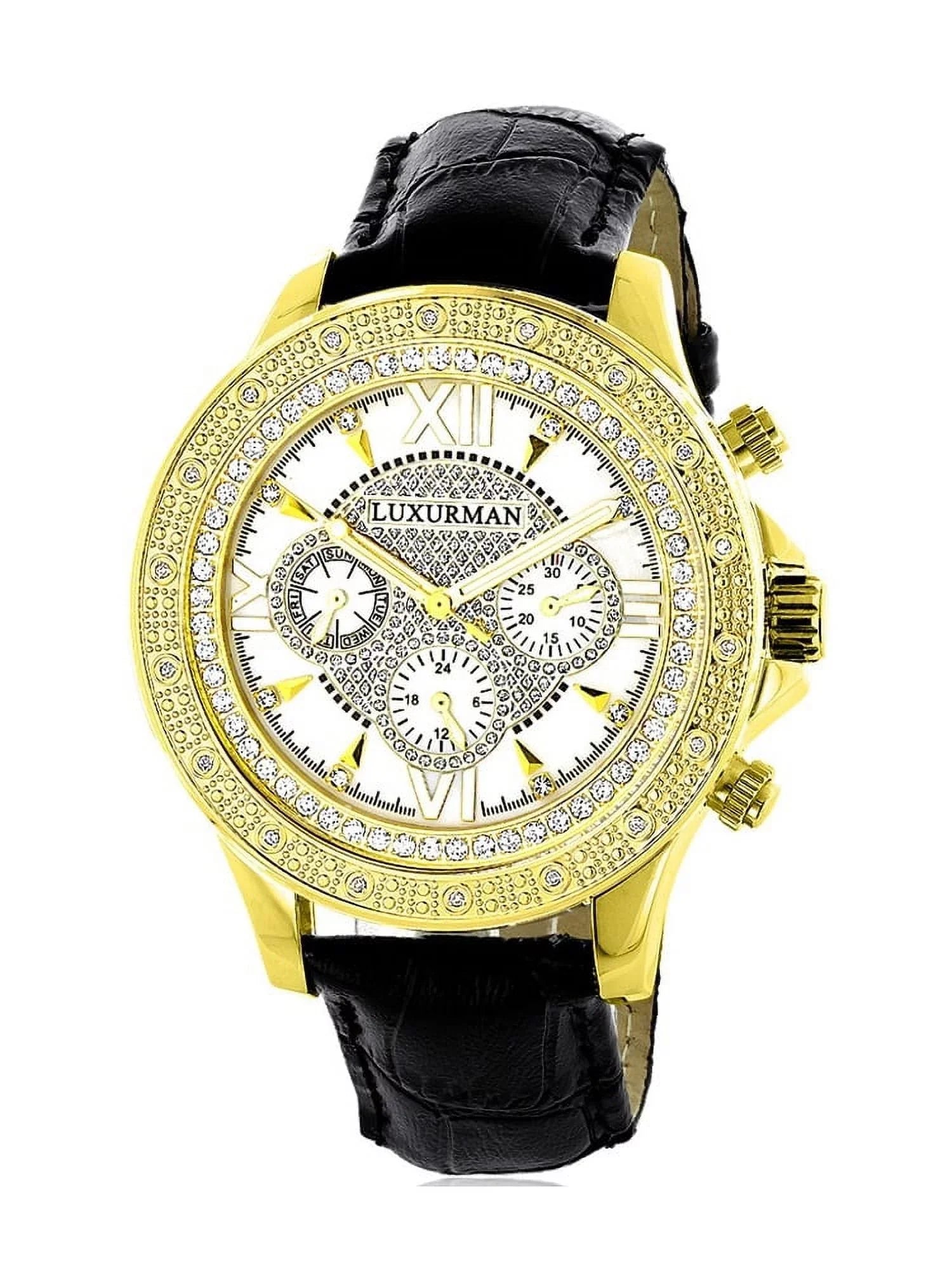 Leather with Diamond Extra Straps Men's Two Black Watch