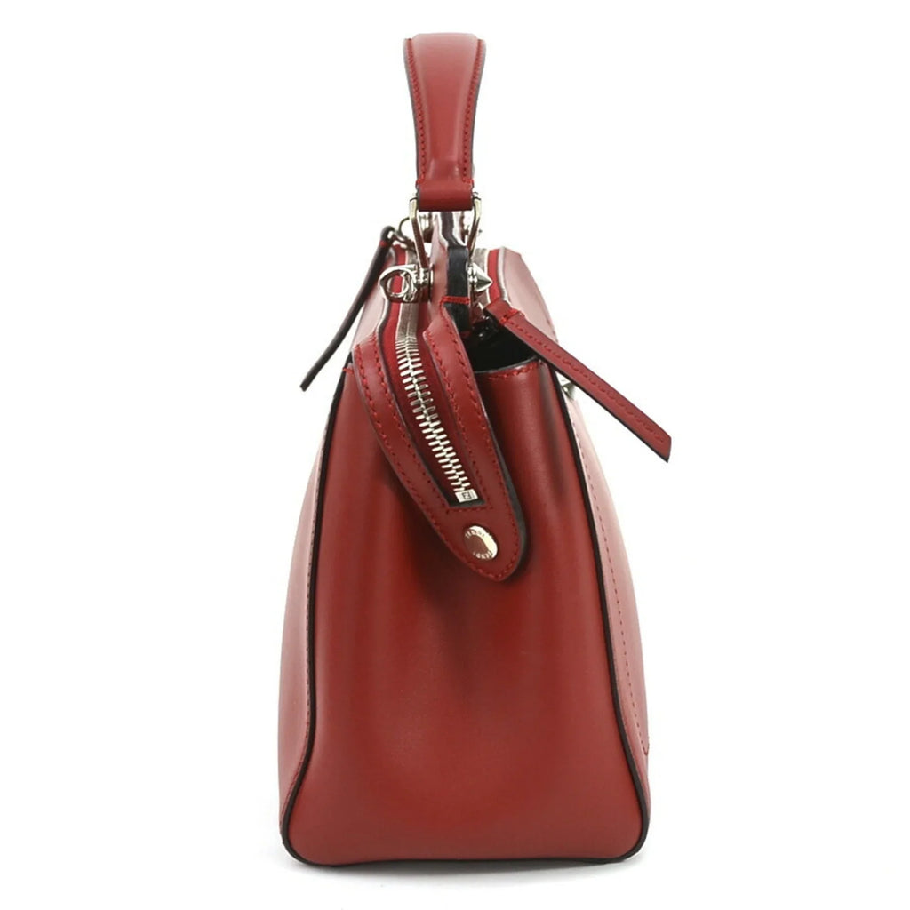 FENDI red handbag dot shoulder (Good) ladies com e55932a Pre-Owned Fendi leather bag silver