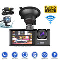 Dash HD Cam G-sensor Recorder Front/Rear/Inside Lens Kqiang Car 1080P Video Dual Camera
