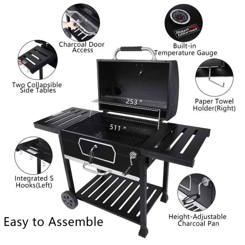 Charcoal Picnic BBQ Smoker camping Deluxe Cooking, Camping Grill, Backyard Patio USA