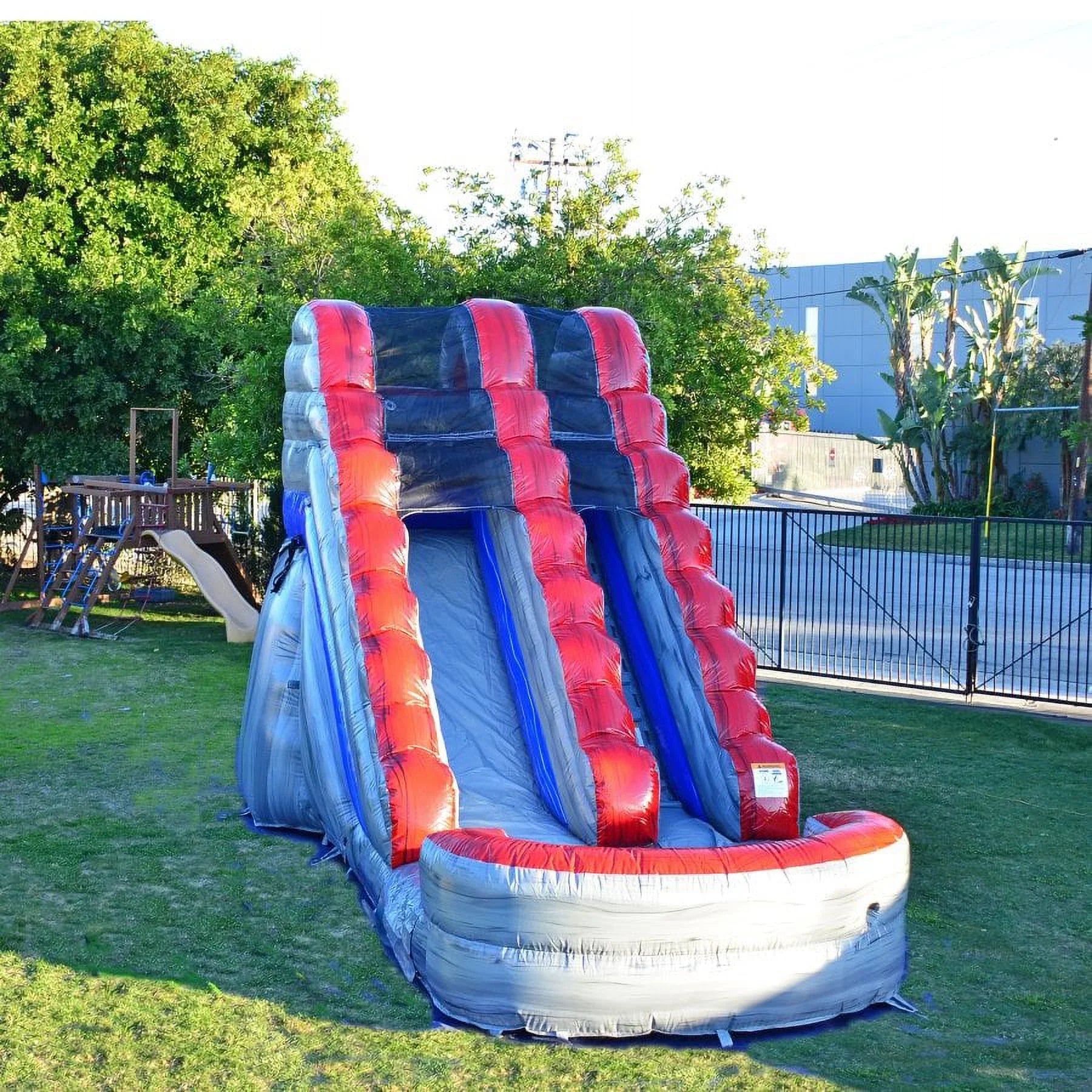 Inflatable x | | Wide 13-Foot Long Titanium Bag 28-Foot Blower, and Splash Slide with Water Adults Storage x Commercial and Includes JumpOrange Grade 15-Foot Tall Stakes | Kids for Pool