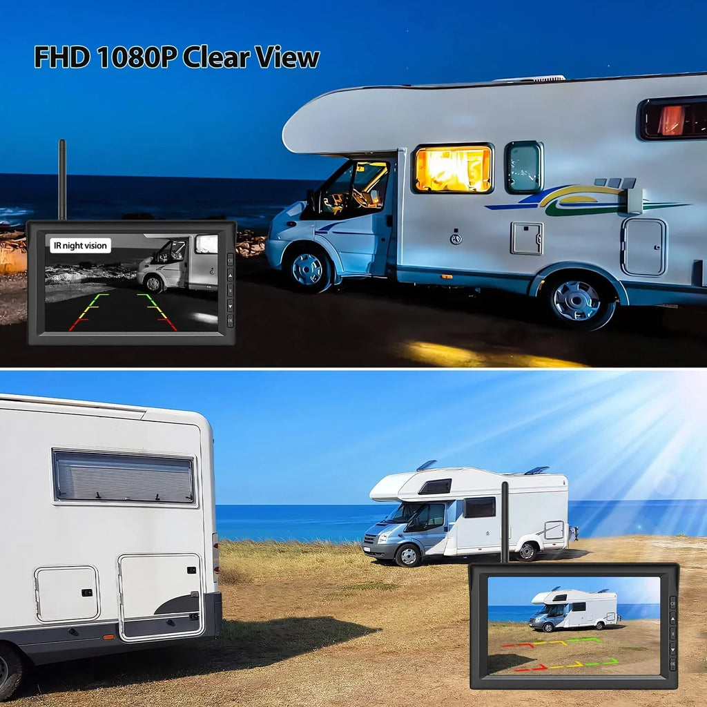 Camera Wireless RV Solar Campervans, Systems, Back 7" Backup Auto-Vox Reverse Camera Rear Monitor Camera Trailer for View Channel Up 2