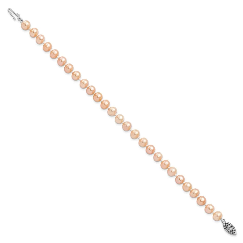 Bracelet 7.25inch 925 Auriga Pearl Sterling Silver Fwc 6-7mm Pink for Women