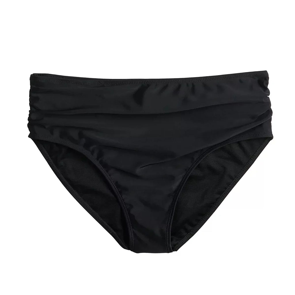 Bottom Twist Bikini BLACK 2Pc Miller M Shirred Waist Hi Front + Nicole Top