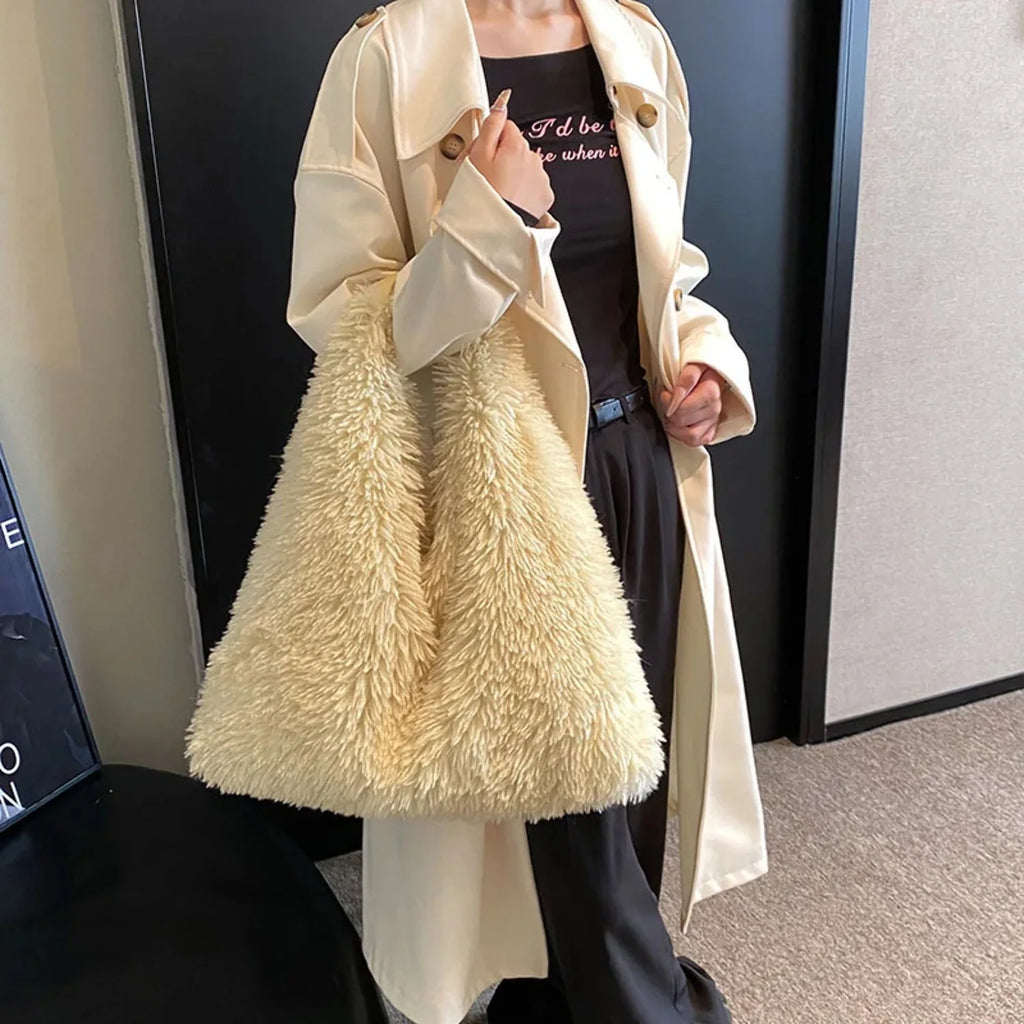 Armpit Trend Luxury Cute Autumn Women Tote Shoulder And Designer Ainter Handbags Plush For Fashion New Bags Bag Large-capacity