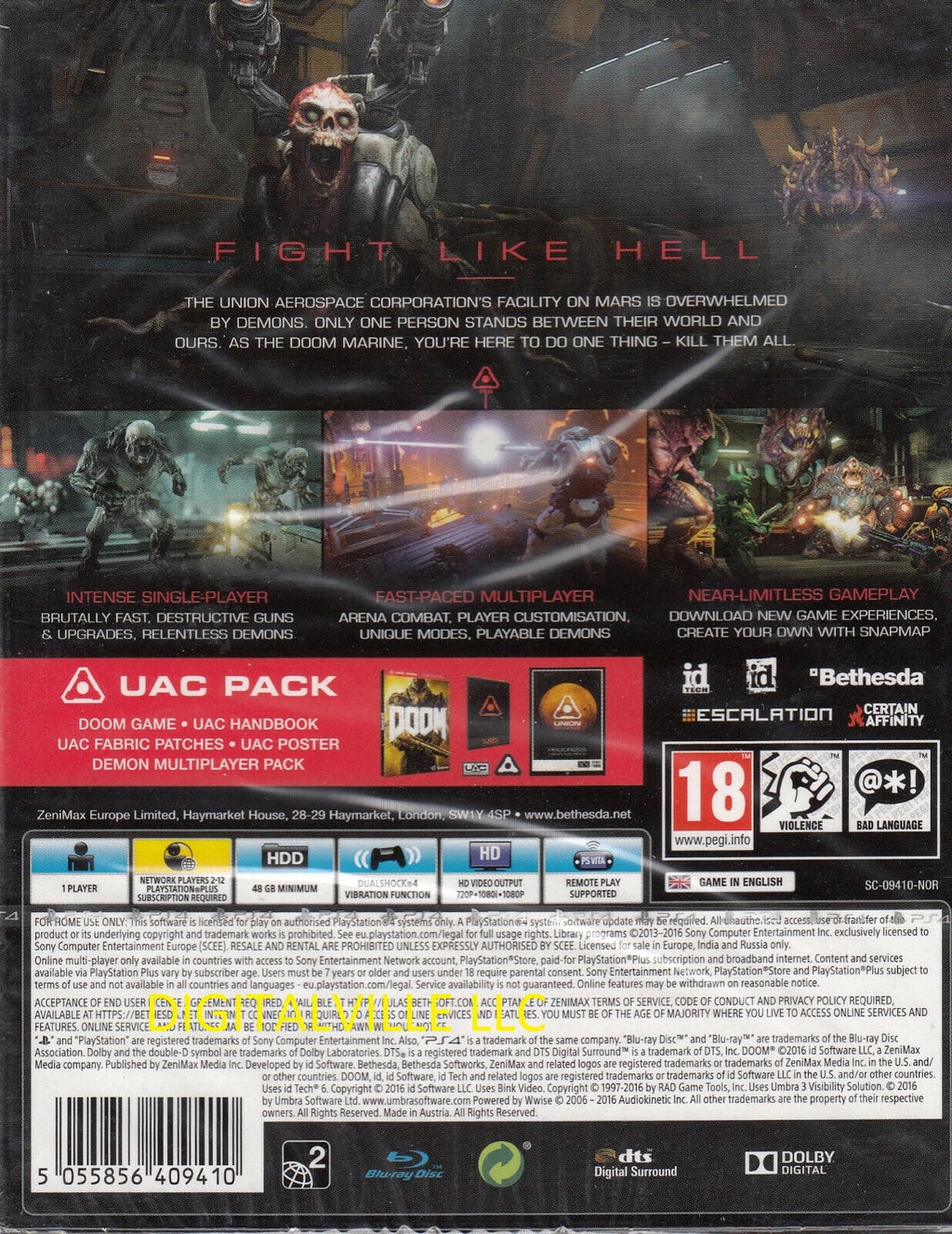 4 Pack Doom PS4 UAC Brand New PlayStation with Sealed Factory