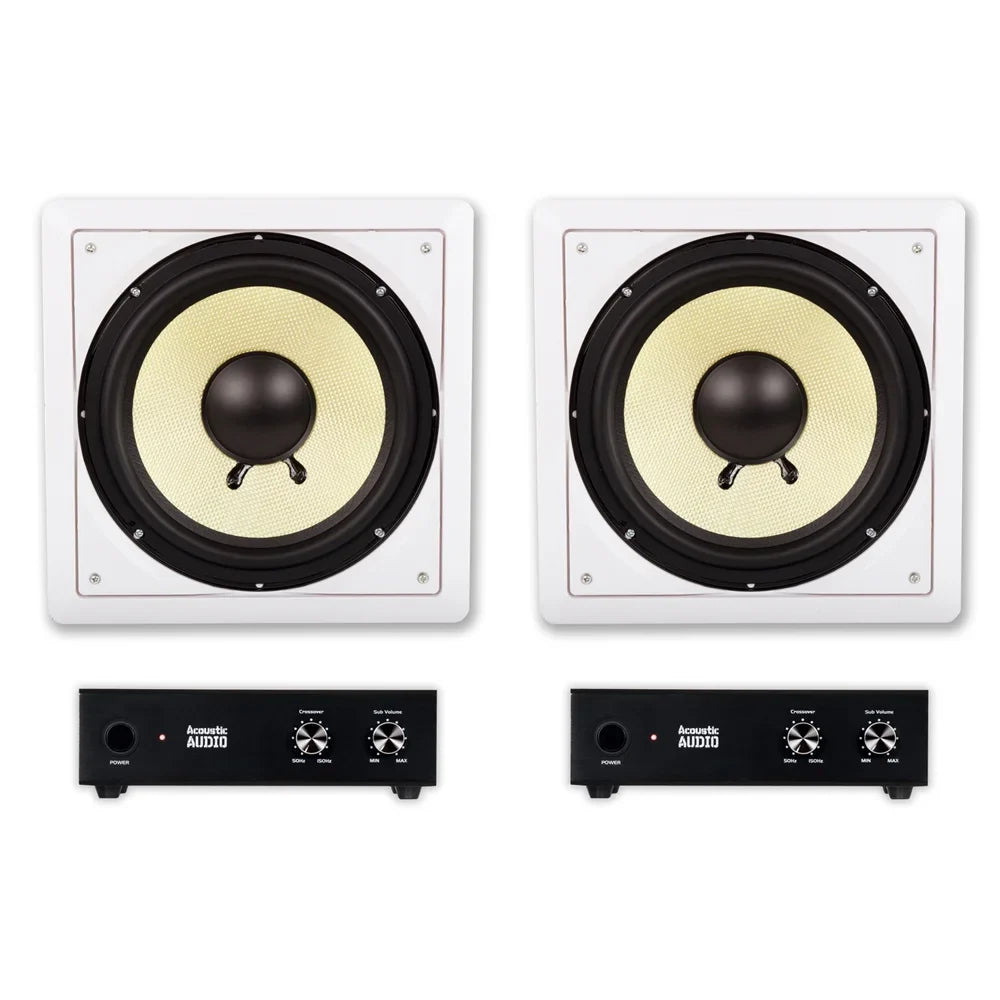 2 Amps Speaker Audio 10" with HD-S10 and Subwoofers Acoustic Mount Flush Pack