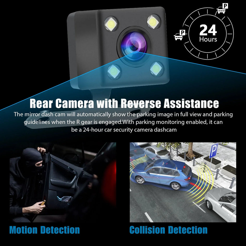 7inch for Car G-Sensor, Dual and Dash Front EEEkit Mirror Detection, Touch Wide-Angle Dash Screen Camera View 1080P Mirror Cars, Lens Camera, Camera Rear 170° Vision, Night with Cam Motion