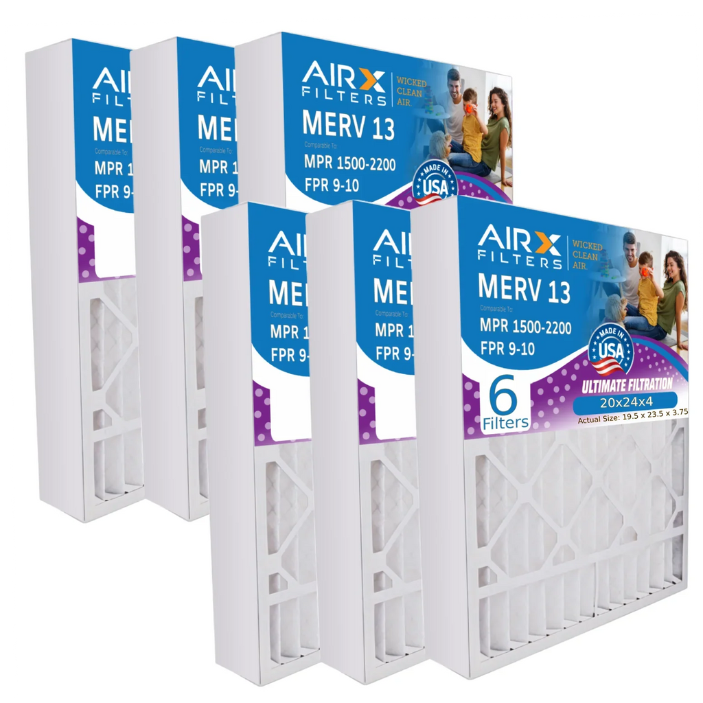 Conditioner 20x24x4 AC AIRX Pack 6 FILTERS 20x24x4 Furnace Filter AIR. by WICKED USA Air Comparable Premium - 2200 MPR Filter Electrostatic 13 9 Air Filters & Pleated MERV CLEAN 1500 HVAC FPR to Made