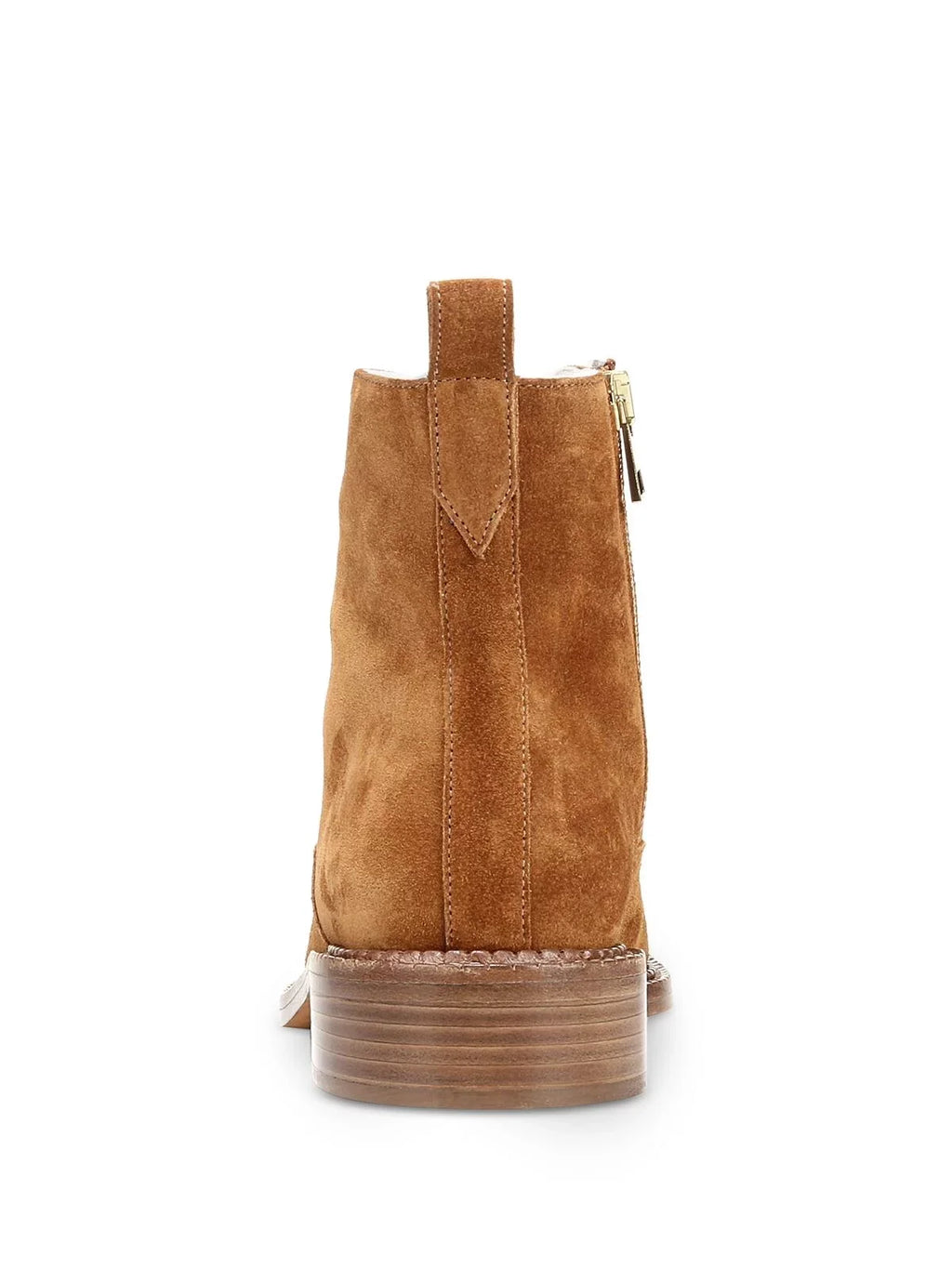 Brown Comfort Hiking Toe Heel Boots Womens Leather Block Zip-Up Lace M VINCE. 8 Round Cabria