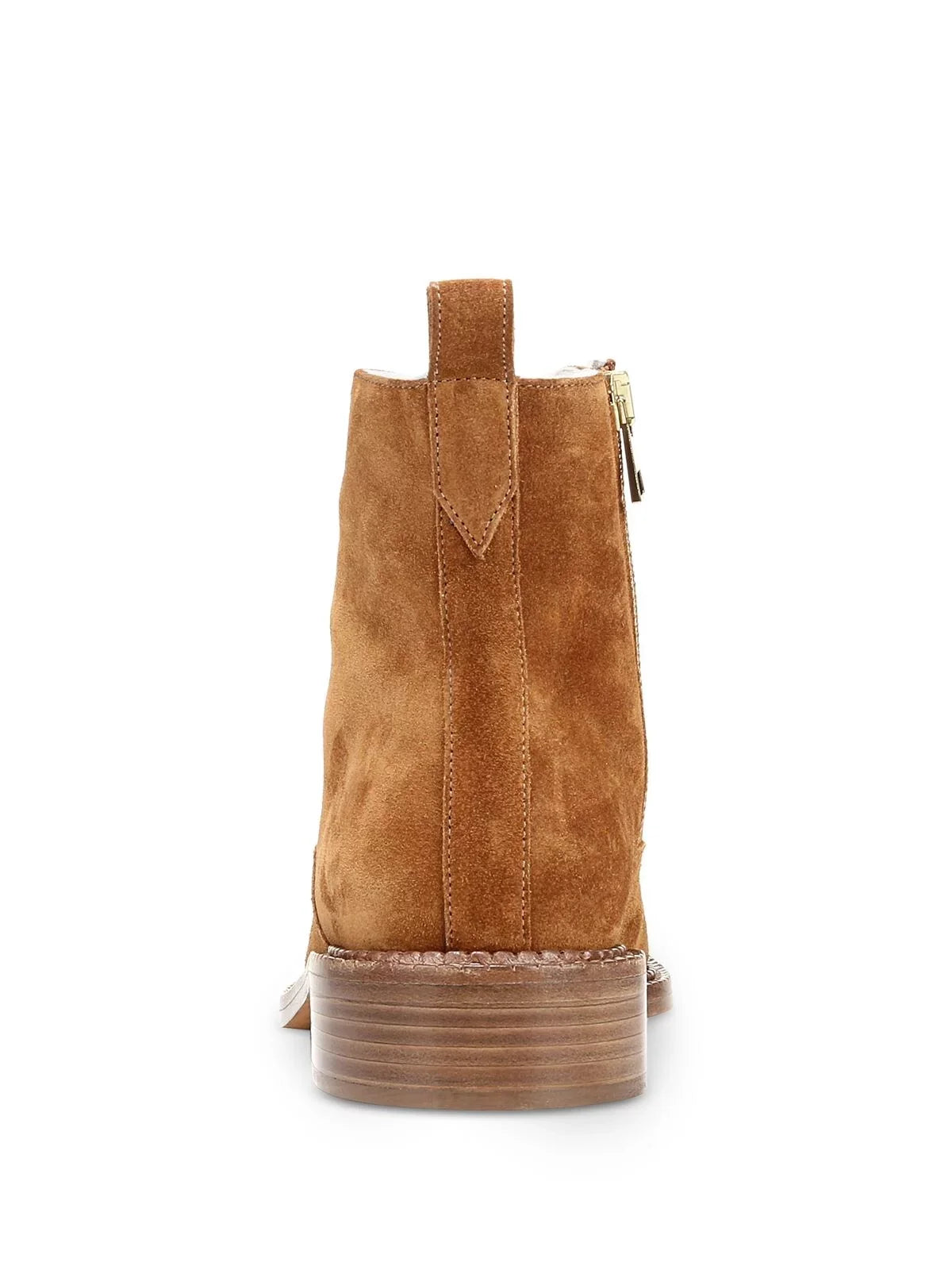 Brown Comfort Hiking Toe Heel Boots Womens Leather Block Zip-Up Lace M VINCE. 8 Round Cabria