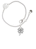 Silver-tone Link Rose Jewelry Delight Antiqued 6.25"+1.75" Extender Silvertone Chain Bracelet, Clover Four Leaf