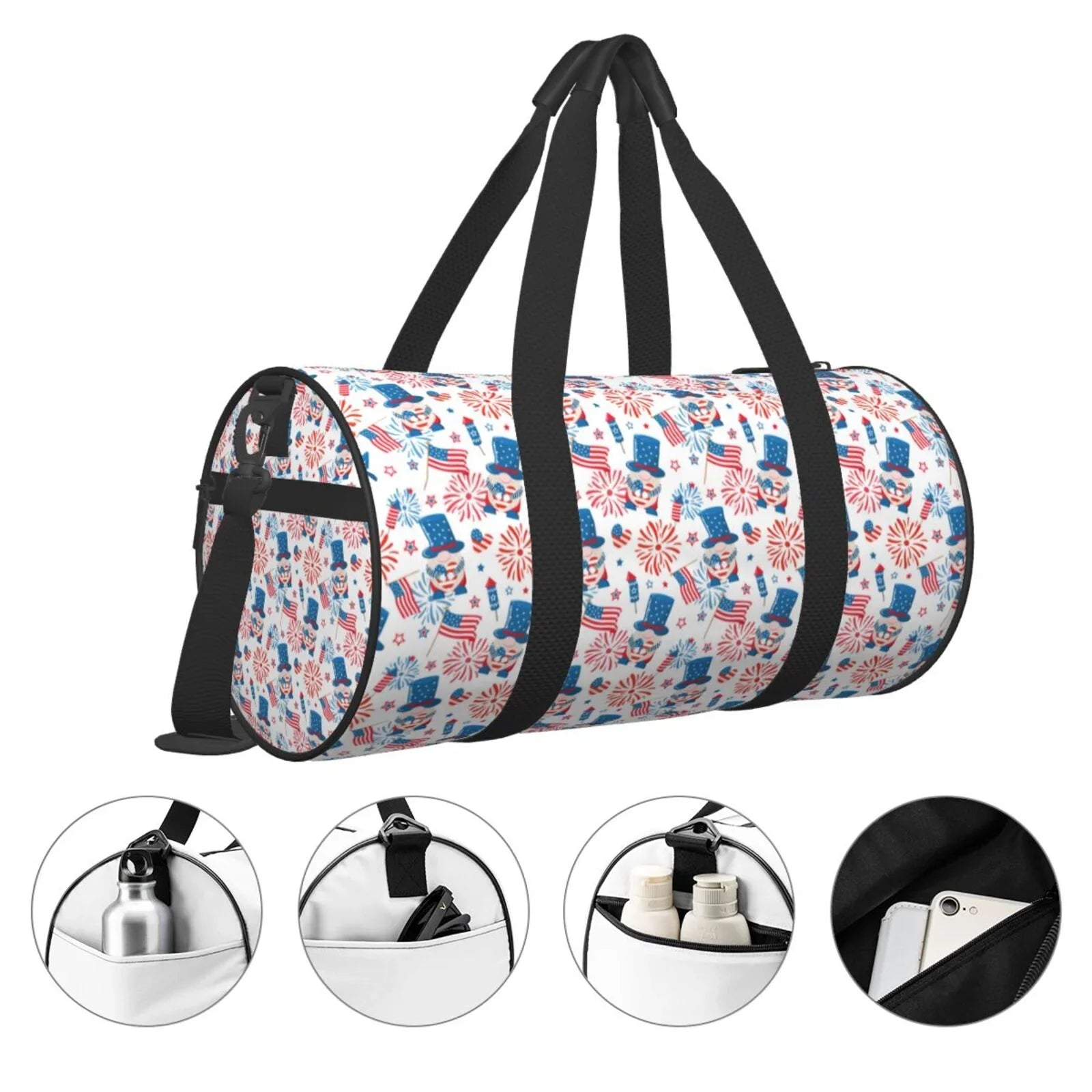 Compartment Sports with Luggage Cylinder and Travel Gnomes Gym Pocket Large Bag Bag American Bag Waterproof Coaee Capacity
