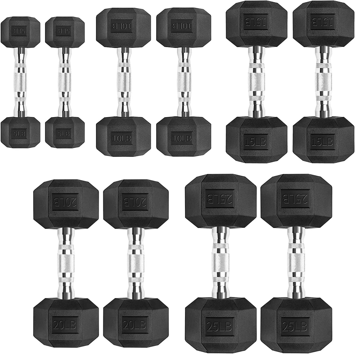Hex 150 and Dumbbell Coated with Dumbbells Rubber Set Rack Pound