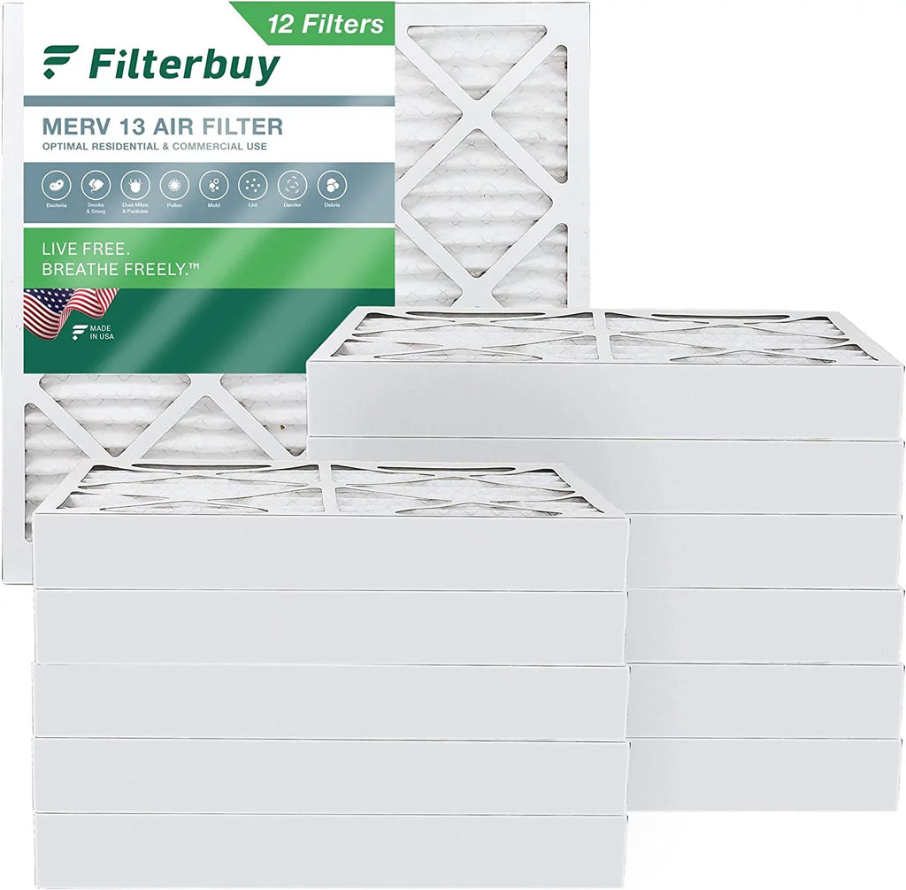 Filterbuy Air MERV HVAC (12-Pack) Filters AC Furnace 25x25x4 Pleated 13