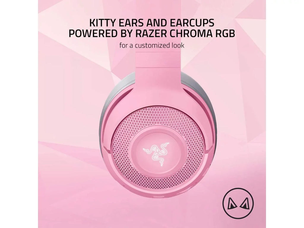 '- - Bluetooth Connection Custom-Tuned Powered Microphone Kraken Beamforming Razer Razer Quartz Latency Drivers - 40mm Edition: 5.0-40ms Chroma Pink - by Kitty BT Low