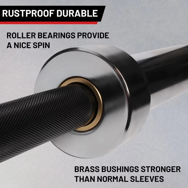 Power Bar Black Lifting Barbell Hard Lifting Olympic POUND Barbells,700 Chrome Solid Chrome Weights