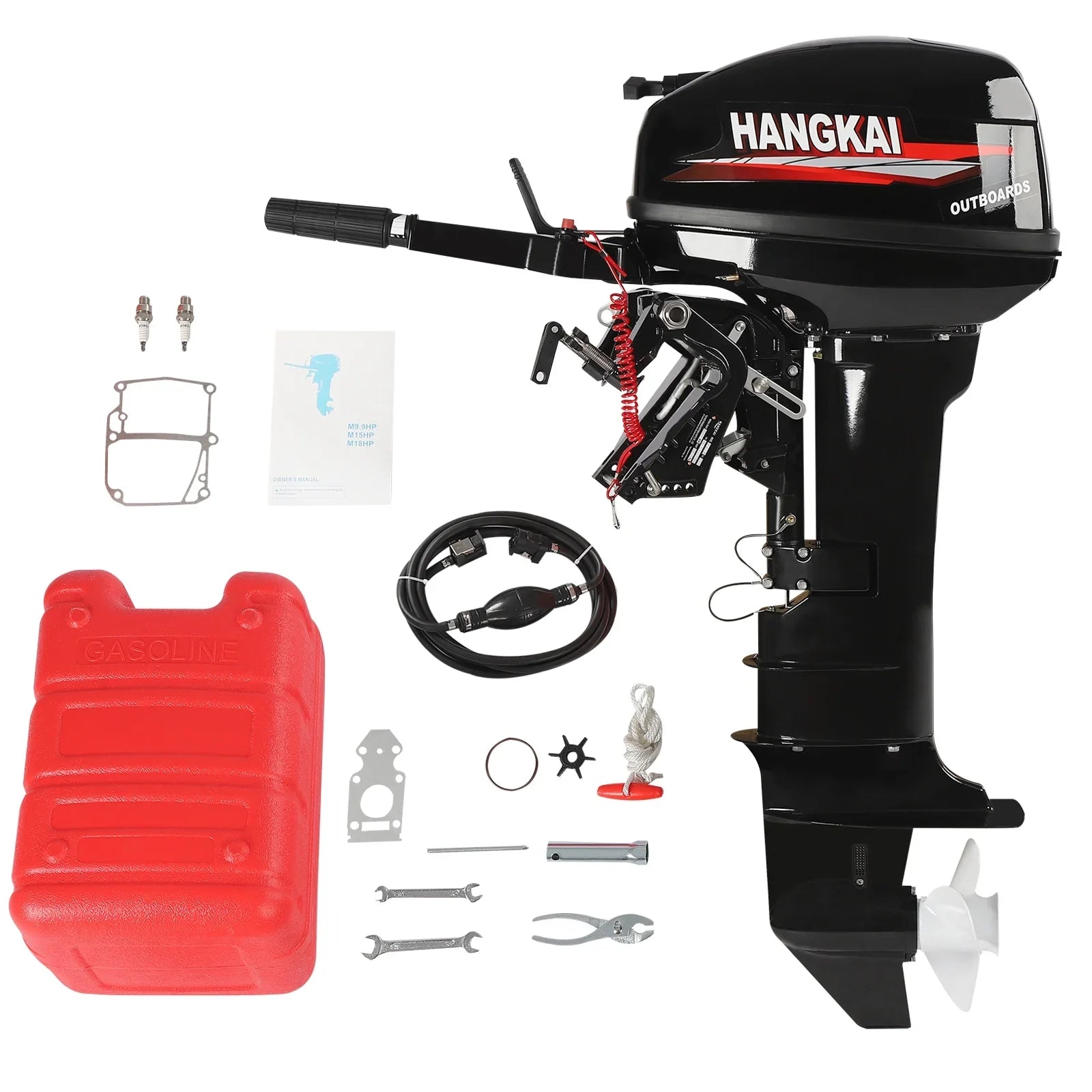 Long Alloy Motor System 18 w/CDI 246cc Outboard Stroke Cooling Boat 2 Shaft Aluminum Engine Water HP Wuzstar Boat Fishing Motor,