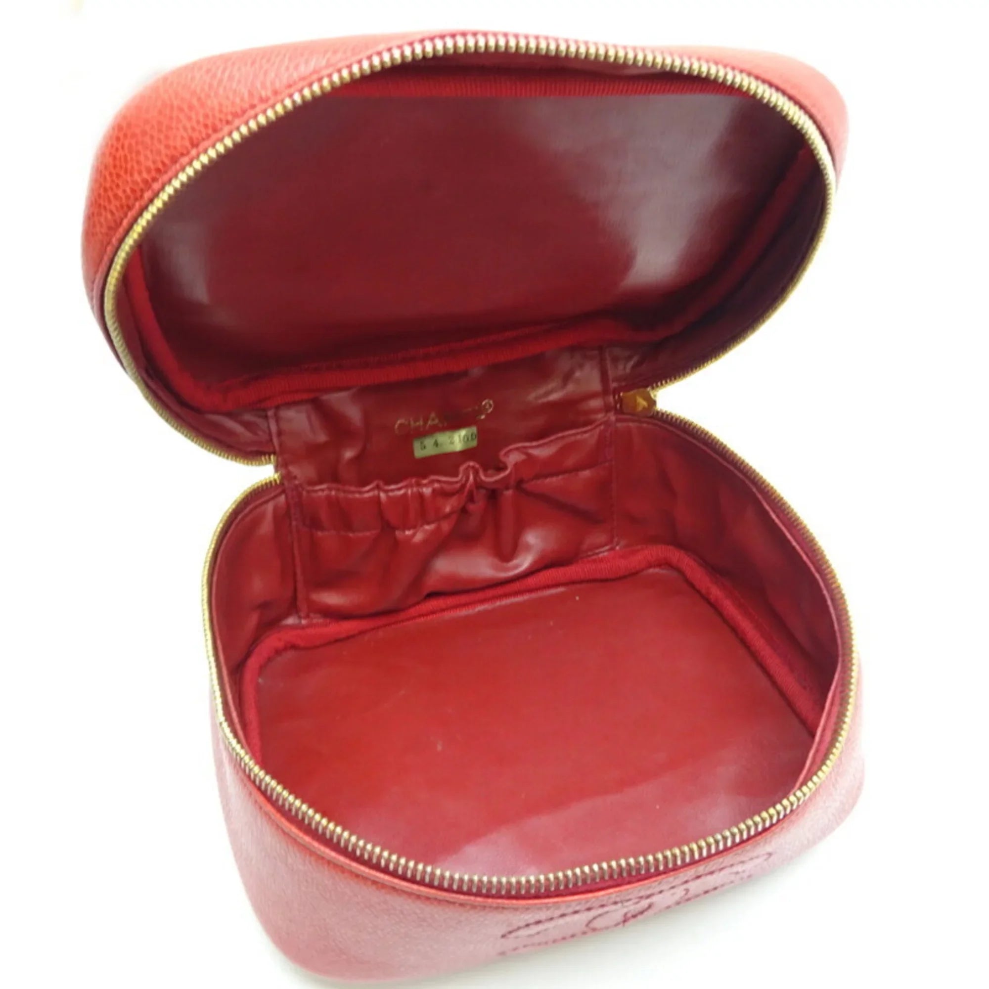 Bag Pre-Owned (Good) Skin Caviar Vanity Red Handbag Chanel Ladies