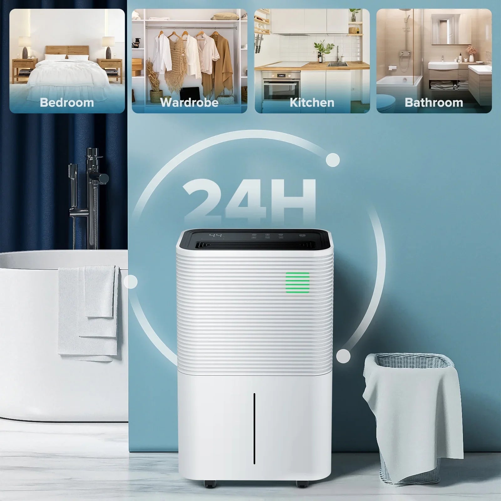 Basement/Bathroom/Laundry Timer, Room Modes, 45 for Dehumidifiers 24H Hose, Operation KISSAIR with with handle, Dehumidifier Pint Dehumidifier Portable 3 Drain