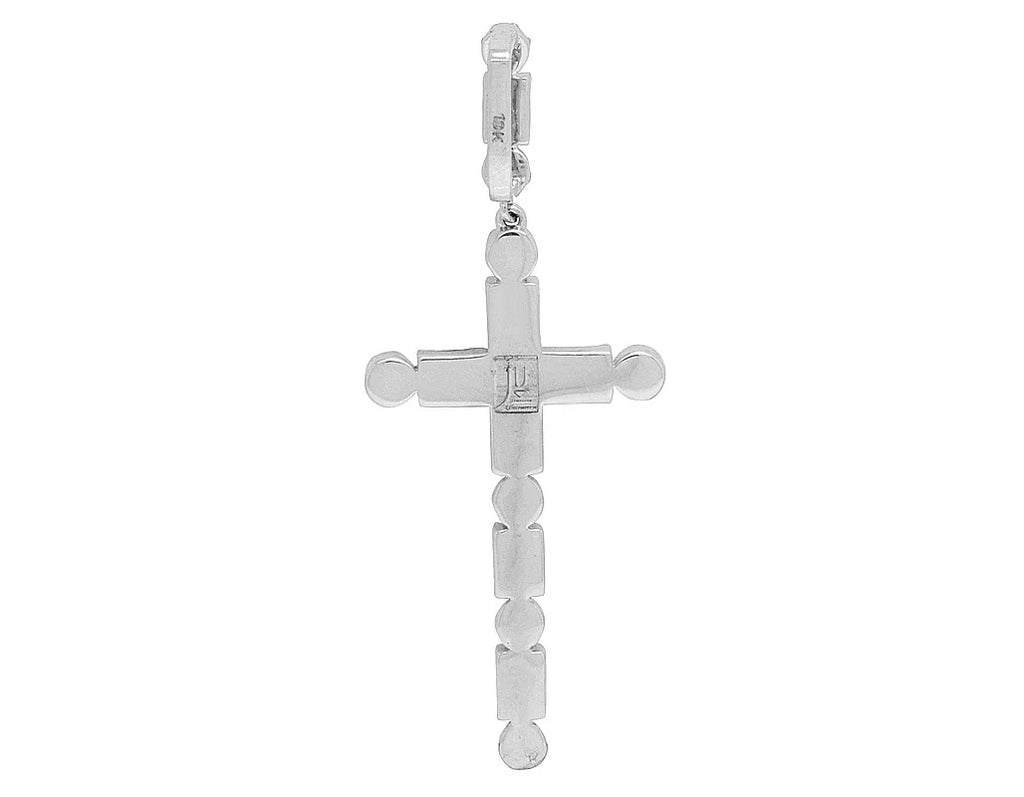 2" Diamond Unisex 10K White Gold Baguette 1.2CT Real Cluster Cross Flower