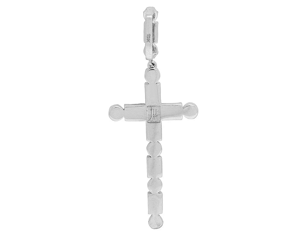 2" Diamond Unisex 10K White Gold Baguette 1.2CT Real Cluster Cross Flower