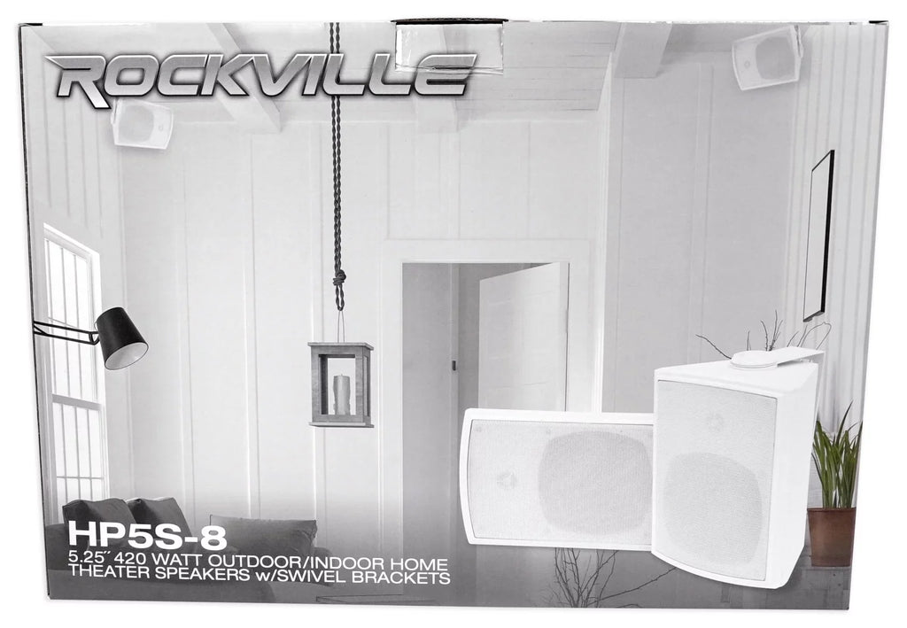 Home HP5S-8 Speakers+Swivel 5.25" Rockville Outdoor/Indoor Theater (8) Brackets