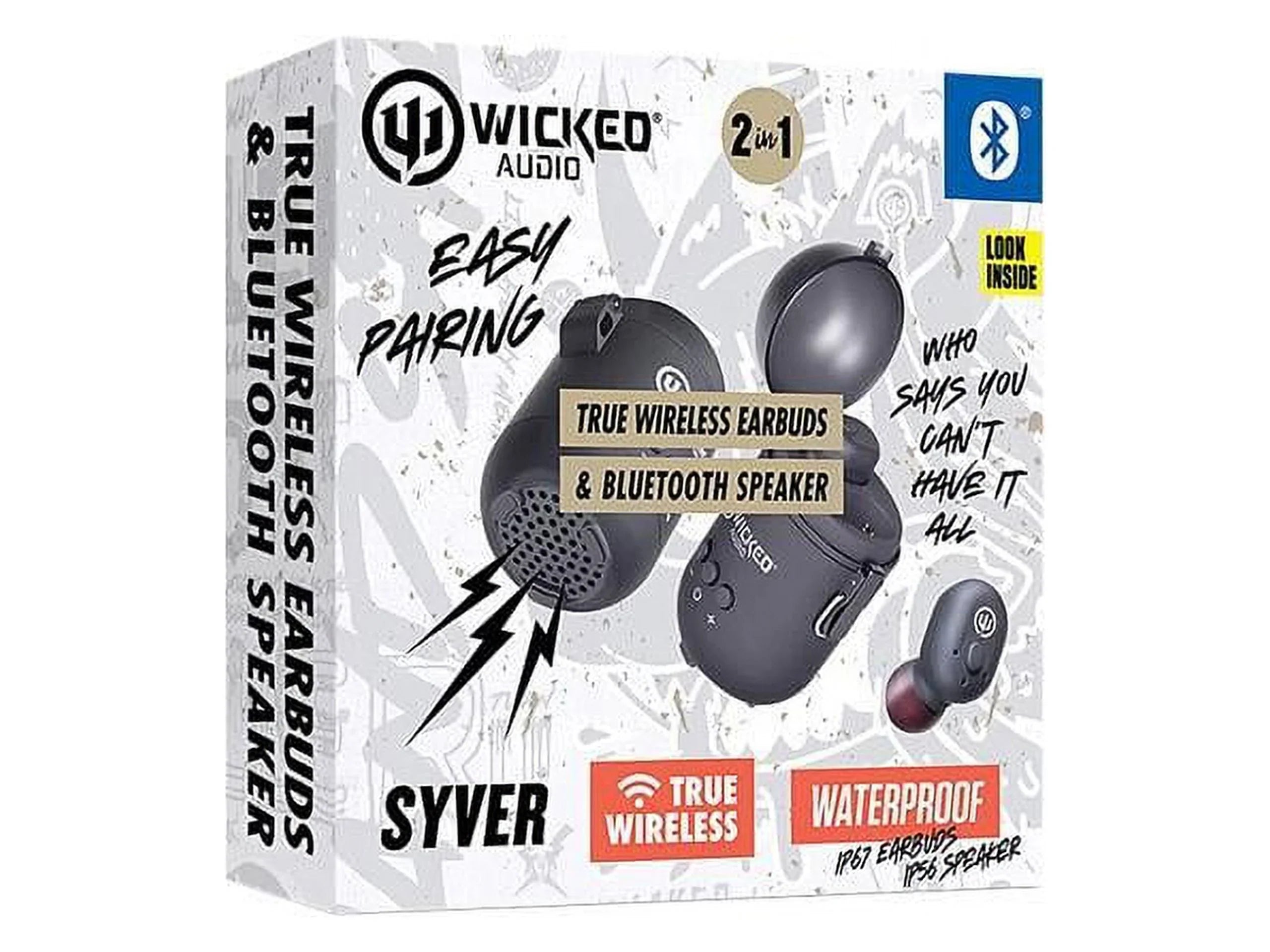 Black Speaker Audio Syver - Combo + Wicked Wireless WI-TW3850 Earbud True