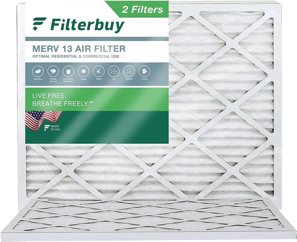 Filterbuy (2-Pack) AC Air Filters Pleated HVAC MERV 13 Furnace 20x23x1