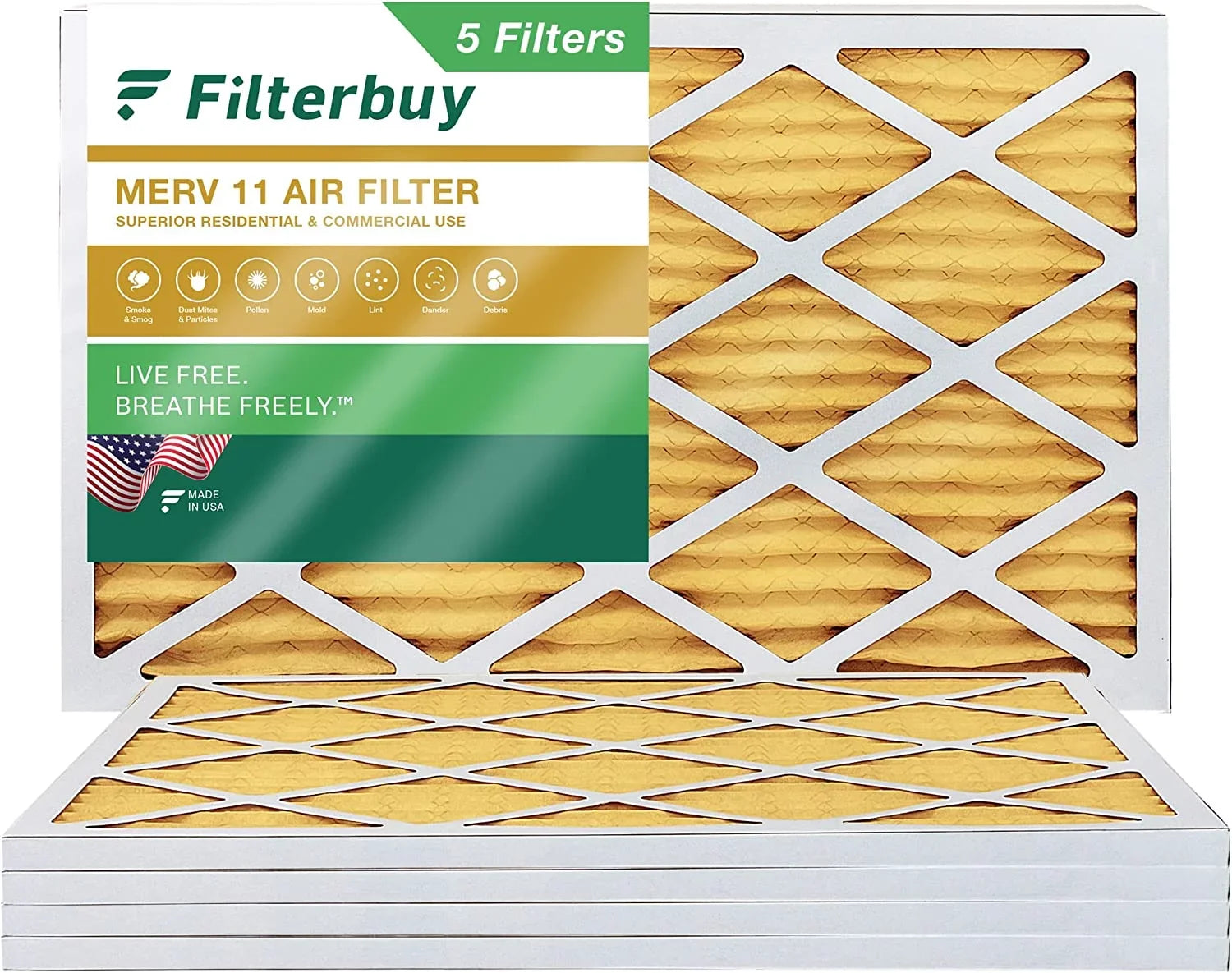 Pleated Filters 14x25x1 AC MERV (5-Pack) HVAC Filterbuy 11 Air Furnace
