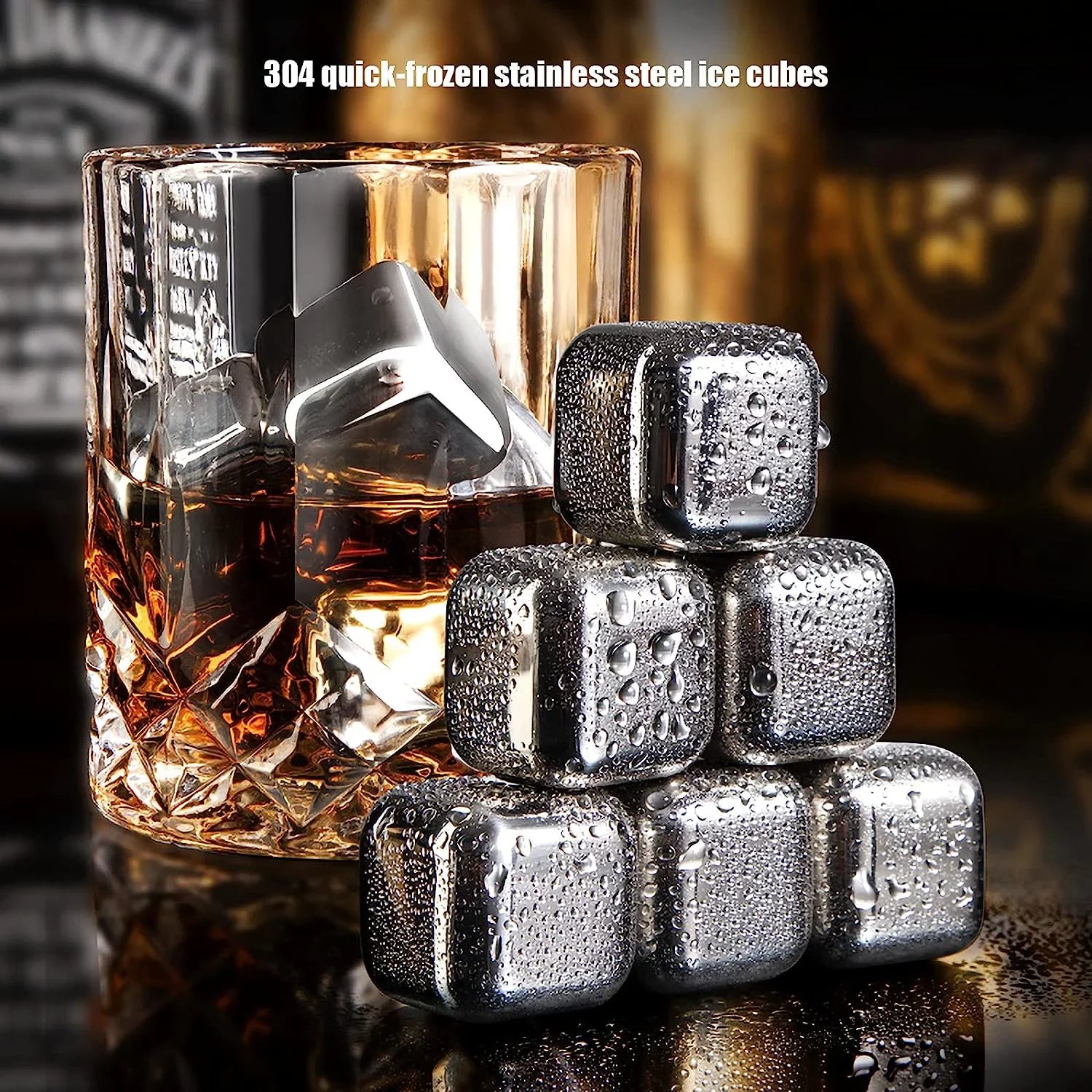 Rocks Chilling Stainless Steel Party Drinks Reusable Metal Ice Wine Tonic Whisky Women(Size:16 for Men Whisky Pieces,Color:Square) Gin Cooling Cube Scotch Stones