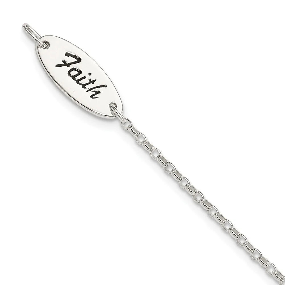 Enamel Cross Auriga Women Sterling Bracelet for 7.5inch FAITH and 925 Silver
