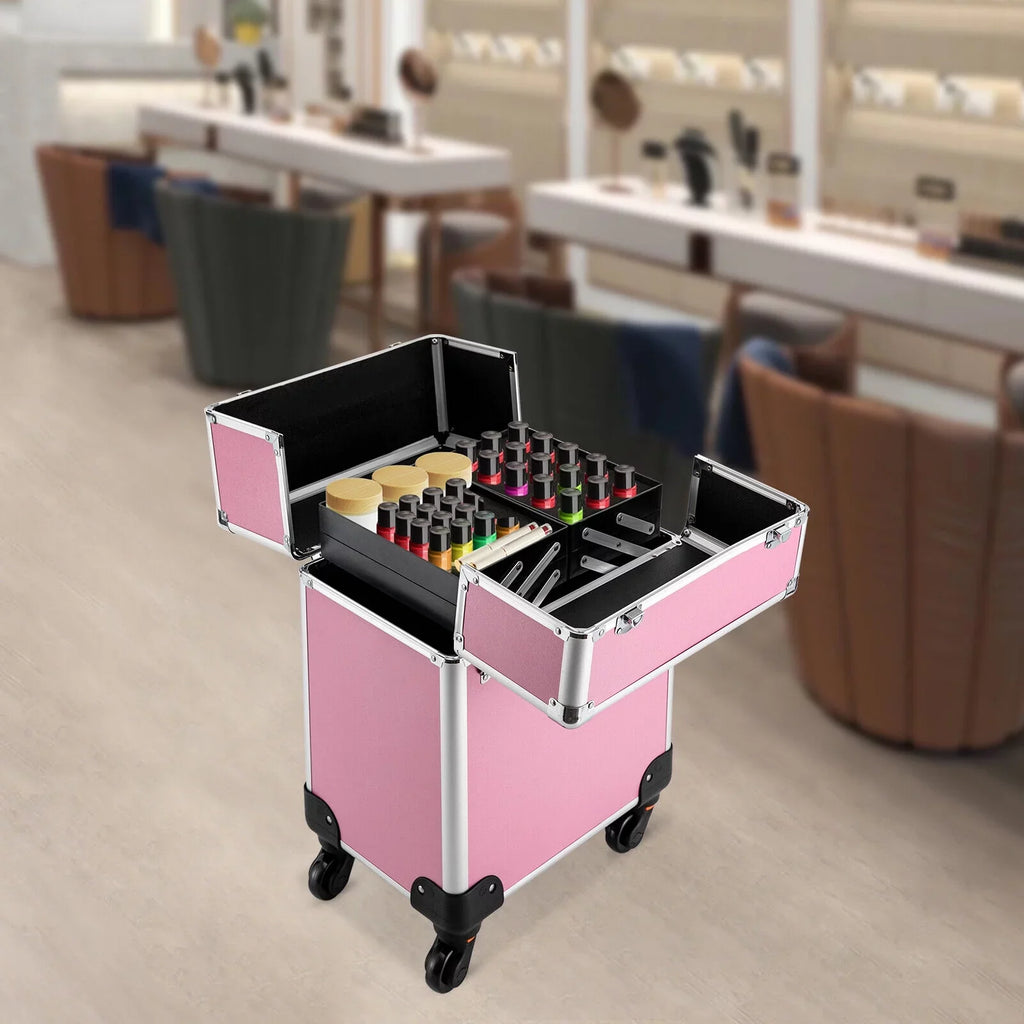 Cosmetic Rolling Professional Makeup Makeup Storage Train Organizer Trolley Case