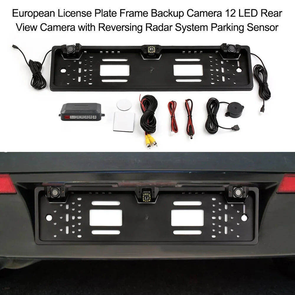 and - Camera Plate Sensor Integration 12 Rear with License System Camera Reversing Frame View European LED Parking
